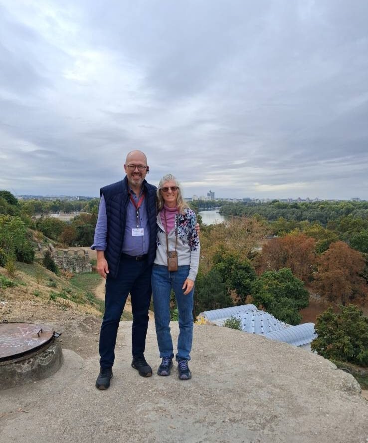 Konstantin and a guest overlooking the rivers at Kalemegdan